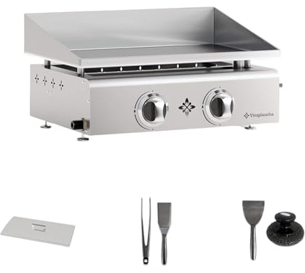Vivaplancha Plancha Gas Inox Flamenco 2 bruciatori + Coperchio + Accessori