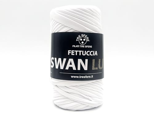 Fili & Filati Fettuccia Swan Lux Seta, 100% Poliestere, Effetto Lucido Metallizzato, 170 gr - 50 mt, per Borse e Pochette all'uncinetto handmade (Bianco - 04, LUX SETA)