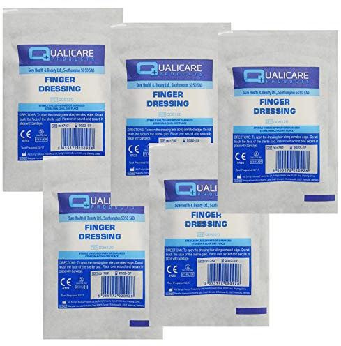 5 PACK OF QUALICARE FIRST AID STERILE MEDICAL ADHESIVE FINGER WOUND CUT BANDAGE DRESSINGS