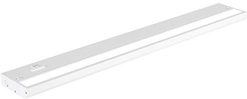LED Under Cabinet Lighting Hardwired - 3CCT 24 Inch White Finish - Undercabinet Lights for Kitchen - Linkable Undercounter Dimmable Plug in Light or Hard Wired - Under Counter Fixture Direct Wire
