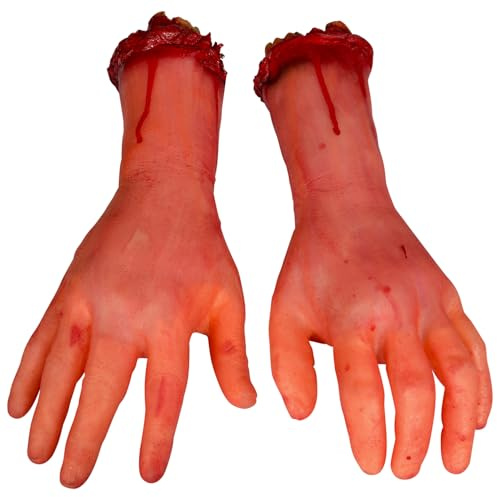 Brazos y manos ensangrentadas humanas, partes de cadáver para casa encantada o decoración de Halloween, 2 unidades, izquierda y derecha, Hands