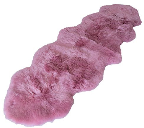 Lammpäls/fårskinn / sängmatta/fåtöljupplaga extra stor 220 x 70 cm olika färger (rosa)
