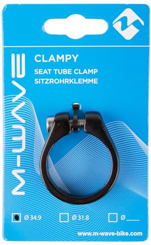 M-Wave Clampy Sitzrohrklemme, Sattelklemme, Sattelstütze, Klemmring, Sattelstützenklemme, super leicht Alu, für Ø34.9mm, mit Innensechskant-Schrauben, schwarz