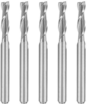 sourcing map 5PCS 1/8 Shank 3.0mm x 12mm Carbide Flat Nose End Mill Cutter CNC Router Bits 2 Flute for Acrylic PVC MDF Hardwood