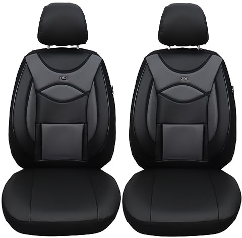 Maß Sitzbezüge Kunstleder für Auto Sitze kompatibel mit Mercedes V-Klasse W447 Fahrer und Beifahrer Schonbezüge Sitzschoner Sitzbezug FB:D101 (Schwarz/Grau)