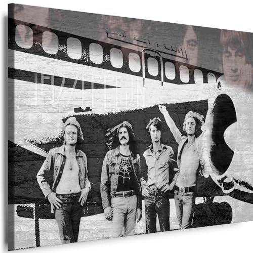 Myartstyle - Bilder Led Zeppelin Band 70 x 50 cm Leinwandbild Xxl - Wandbild 1 Teilig - Gerahmter Kunstdruck Musik w-s-2023-0113