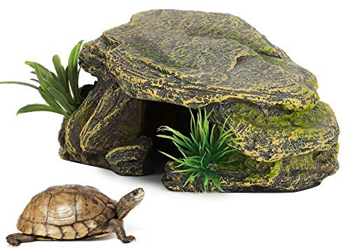 HEEPDD Turtle Reptile Hiding Caves, Fisch Hiding Cave Aquarium Turtle Reptile Basking Hide Habitat Shelter für kleine Eidechsen Frösche Schildkröten