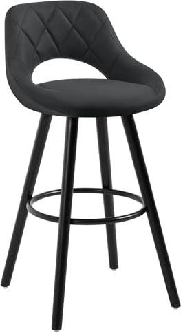WOLTU Barhocker, Hocker mit Lehne, aus Holz Stoffbezug, Anthrazit | Barstuhl mit Fußstütze, Küchenhocker Thekenhocker, für Bar Küche Theke Restaurant Café