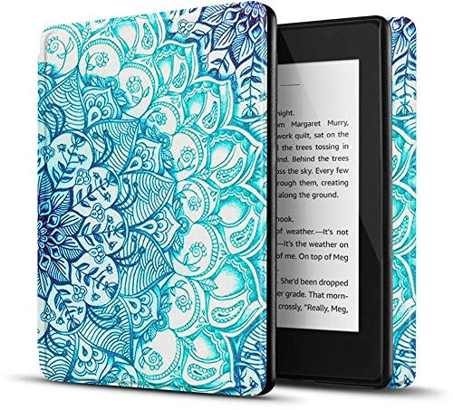 TNP Hülle für Kindle Paperwhite 10. Generation 2018 Modell PQ94WIF, Kindle Case für Amazon Kindle Paperwhite 6-Zoll, mit Auto Einschlafen/Aufwachen Funktion, superleichte Hülle, Smaragd-Illusionen