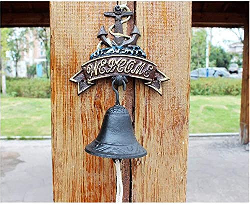 X&Z-XAOY Türklopfer Gusseisen Anker Welcome Türklingel Bauernhaus Stil Kreative Metall Wandhalterung Tür Anruf Glocke Für Terrasse Tür Gartenbar Hängende Türklingel