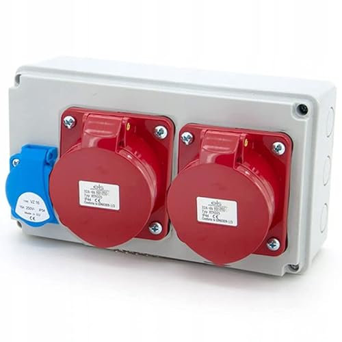 ELS Elektrotechnika Distributore di corrente da parete, 1 x Schuko da 230 V + 1 x CEE 32 A, cablato, pronto per il collegamento per officina, fabbrica, garage