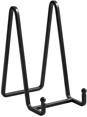 Chevalet Support Presentoir Porte Assiette - 6 Pouces Metal Support Assiette Decorative - Support Cadre Photo de Table - Présentoir de Fer pour Plaque | Livre Cuisine | Carte Postale | Art - Noir