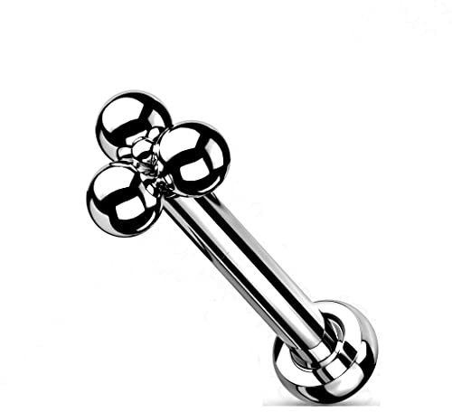 Paula & Fritz® Push-In Labret Piercing Silber Titan-IUM Grade 23 Kugel Piercing Set Mehrfarbig 0,8-mm 1-mm 1,2-mm Stab-Dicke Madonna Medusa Monroe
