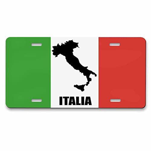 Pehede Italian Flag Aluminium Number Plate Front Car Number Plate 6 x 12