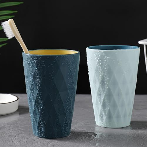 Yemiany bicchiere porta spazzolino, 2 pezzi bicchieri plastica rigida, Bicchieri Porta Spazzolini, 450ml/15.8oz robusto e resistente alla caduta, adatto ad adulti, ragazzi e bambini (8×12×5 cm)