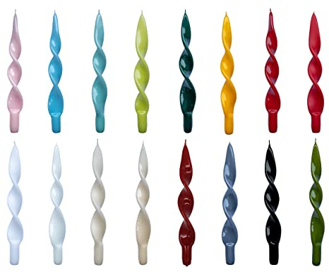holiki gedrehte Kerzen No. 2 in Gelb Lack - 4 Stück Twisted Candles I gedrehte Spiralkerzen Stabkerzen Spitzkerzen - 27 x 2,2 cm - Trendkerzen