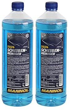 MANNOL 5024 2 x Líquido para Limpieza de Cristales de Coche de 1 Litro Anticongelante Concentrado Hasta -70°C Olor Cítrico Resistente a la Corrosión Agua Parabrisas de Automóviles para Invierno