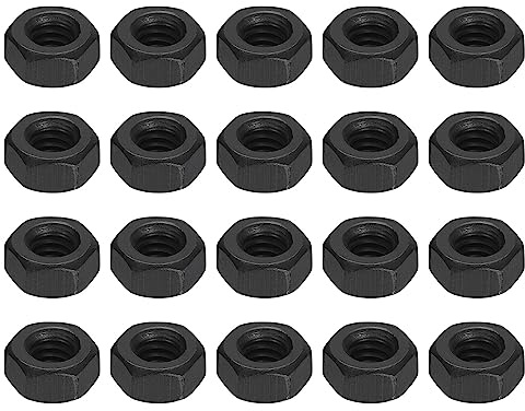 sourcing map 1/4-20 Hex Nuts, Carbon Steel Grade 8.8 Black Oxide Hexagon Nut for Screw Bolt, 20 of Pack