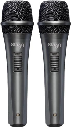 Stagg SDMP10 Multipurpose cardioid dynamic microphone 3-Pin XLR Connection, Vocal and Instrumental Microphone. (Pack of 2)