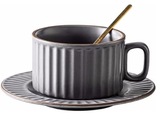 MAGICVOGEL Keramik Cappuccino Tasse mit Untertasse und Löffel Vintage Espressotasse 220ml Kaffeetasse Teetasse Dickwandige Mokkatasse für Büro und Zuhause (Blau)
