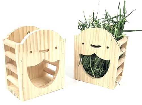 Stabiler Kaninchen-Heu-Futterspender aus Holz, platzsparend, bissfest und bezauberndes Design für Kaninchen und Kätzchen