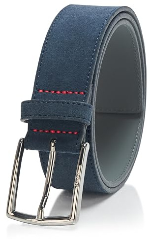 HUGO Herren Gregor Smooth Suede Leather Belt Gürtel, Reines Marineblau, 32