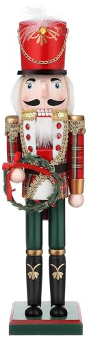 Gatuida Cascanueces de Madera de Cascanueces de 38 cm, Adorno de Mesa de, Figura de para el hogar, Chimenea, árbol de Navidad, Adornos navideños, decoración de Fiesta
