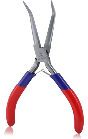 GOLD DEER Bent Nose Pliers with Smooth Jaw Mini Jewelry Pliers with Comfort Grip Handles for Bending Wire Gripping