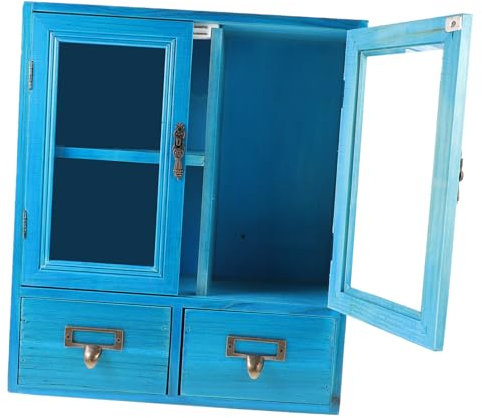 MOLUCKFU Vintage Hängeschrank Aus Holz Mit Doppelten Türen Robuster Wand-Schrank Für Schlafzimmer Und Wohnzimmer Kompakter Aufbewahrungsschrank Mit Großem Fassungsvermögen Einfacher Montage