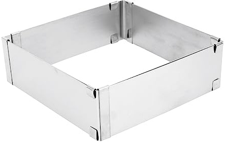 SHOWERORO Moule à Gâteau Carré Réglable en Acier Inoxydable pour Pâtisserie Outil De Cuisson 20 Cm Ajustable pour Gâteaux Et Desserts Maison à L'hôtel Boulangerie