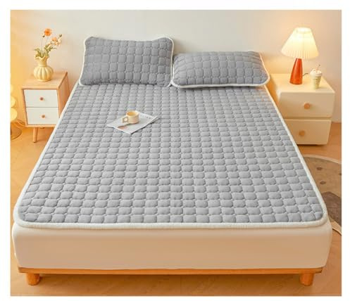 LOMDEM Faltbare Matratze, Einzelbett Kingsize Warme Winterbettdecke Tatami-Matratze Maschinenwaschbar Einfarbig rutschfeste Matratze Dünnes Gäste-Wohnzimmerlaken Matratzenbezug (Grau,150x200 cm)