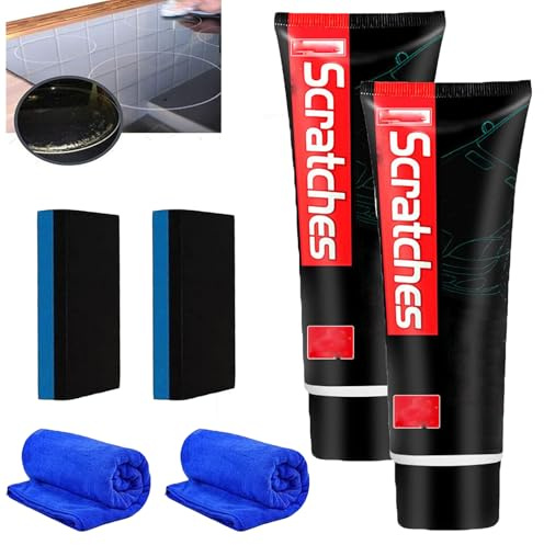 100% New Scratch Free Stove Top Scratch Remover, Glass Ceramic Stove Top Cleaner,Multipurpose Cooktop Heavy Duty Cleaner And Polish, Multipurpose Cooktop Cleaner With Sponge (2, Set)