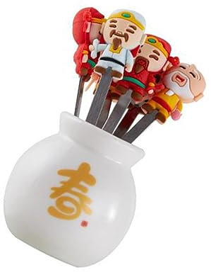 Alipis Fourchettes Fruits Mini Acier Inoxydable Lot Compact Réutilisable à Thème Nouvel An Chinois Pour Desserts Salades Et Fruits Cadeau Pratique Et Élégant