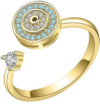Bague anti-stress - Anneau rotatif - Anneaux sensoriels Fidget pour hommes et femmes - Jouet anti-stress - Bijoux et élégants pour amis, familles, vacances, Consulte la descripción, Cuivre