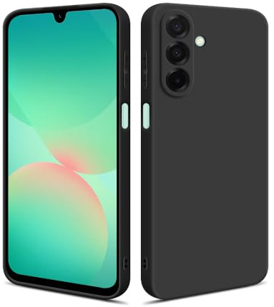 HSP Hülle für Samsung Galaxy A26 5G, Silikon Handyhülle, Dünn Case, Schwarz | Kameraschutz, matt, passgenaue Aussparungen, erhöhte Ränder, Handy Schutzhülle, Silikonhülle, Phone Cover, Silicone