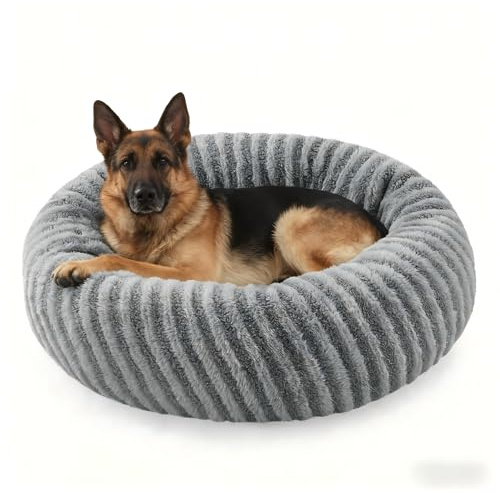 Pawk Donut Dog Bed Large-Round Dog Cat Bed with Waterproof Cover, Plush Doughnut Dog Bed with 20CM High Side for 40lbs Golden Retriever, 76x76x20cm