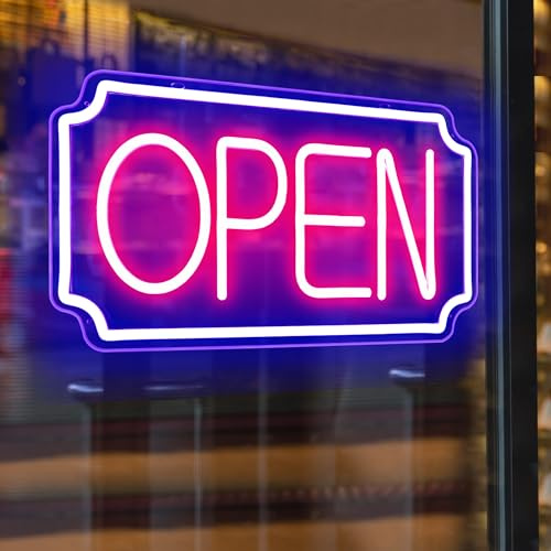 Open Signs for Business, beleuchtetes LED-Neonschild für Geschäftsfenster, Schaufenster, beleuchtete offene Lichter für Einzelhandel, Bar, Café, Bäckereien, Barbier, USB-betrieben, 40,6 cm