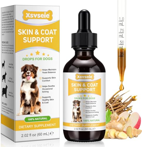 Gocce per Infezioni da Lieviti per Cani, Formula Naturale, Allevia Efficacemente Sintomi Quali Prurito, Infiammazione, Odore, Allergie e Infezioni alle Orecchie e Migliora il Sistema Immunitario, 60ml