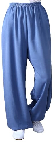 Algodón y Lino Artes Marciales Pantalones Mujeres Hombres Transpirable Kung Fu Pantalones Tai Chi Ropa Pantalones para Yoga Wing Chun con Bolsillos(Size:m,Color:G)