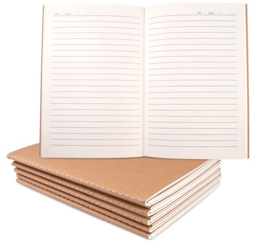 Lytonix 10 Stück A5 Kraftpapier-Notizbücher, 21x14cm Liniert Seiten A5 Notizblock, 36 Sheets/72 Pages Notizbücher Set, Skizzenbuch, Notebook für Kinder, Erwachsene, Tagebuch für Schule, Büro, Reisen