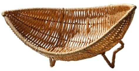 FUNNETOYU Cesta Tejida en Forma de Barco para Frutas y Huevos, Cesta de Plástico Color Café Diseño Rústico, Segura y Resistente para Uso Diario en Restaurantes