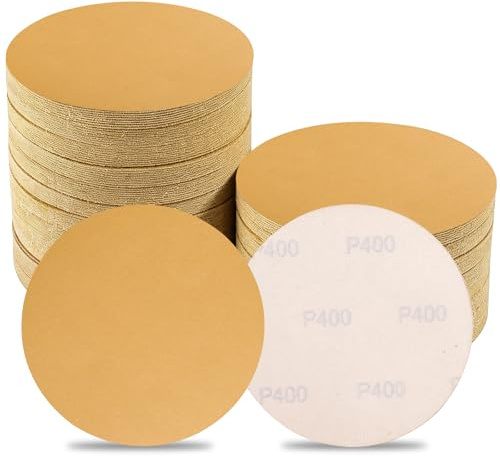 Sruhrak Lote de 100 Discos de Lija 125mm Grano 400 | Discos Abrasivos de Gancho y Lazo para Lijadora Orbital, Para Acabado Ultra Liso en Madera Barnizada