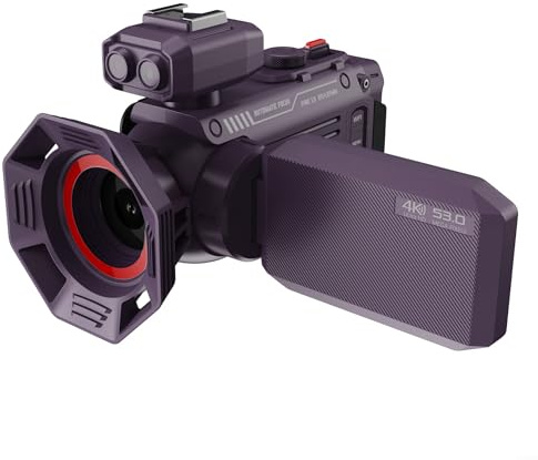 Caméra 4K 53MP WiFi pour caméscope, zoom 50x, caméra d'enregistrement vidéo légère avec filtres de vision pour la photographie (violet)