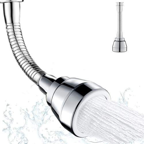 Rubinetto di prolunga girevole a 360°, prolunga per rubinetto da cucina da 15 cm, testa doccetta lavello cucina per bagno e cucina, colore: argento