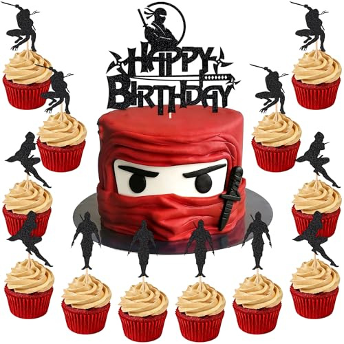 13PCS Karate Cupcake Cake Topper Karate Kung Fu Warriors Cupcake Decoration | for Samurai Birthday Party Cake Decorations Supplies