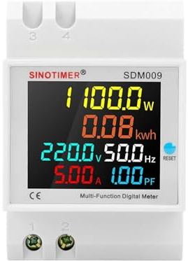 2P DIN Rail LED Digital Voltmetro Amperometro AC50-500V 220V 380V 1-63A 1-100A Pannello di Tensione Misuratore di Corrente Volt Amp Tester Rivelatore(Built-in CT,AC 250-450V 100A)