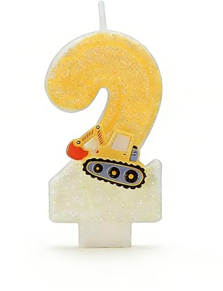 BLPRKOT Geburtstagskerze, Happy Zahlenkerzen Geburtstagskerzen Zahlen Kerzen Dekoration für Geburtstagspartys zum Thema Bauarbeiter für Jungen bagger geburtstag deko 2 jahre