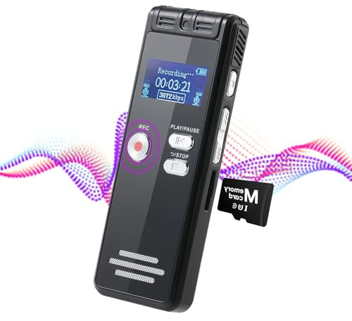 72GB Digital Voice Activated Recorder - 5200Hrs Voice Recorder Audio with Playback, 3072Kbps Voice Recorder Audio with Noise Reduction, USB-C Rechargeable Dictaphone for Lectures Meetings Interviews