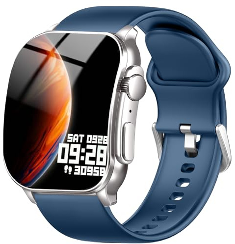 Smart Watch for Men Women Answer/Make Call, 2.01 AMOLED Curved Screen Fitness Watch with 110+ Sport Modes, Smartwatch with Heart Rate/Sleep/Stress Monitor, IP68 Activity Tracker for Android iOS/Blue