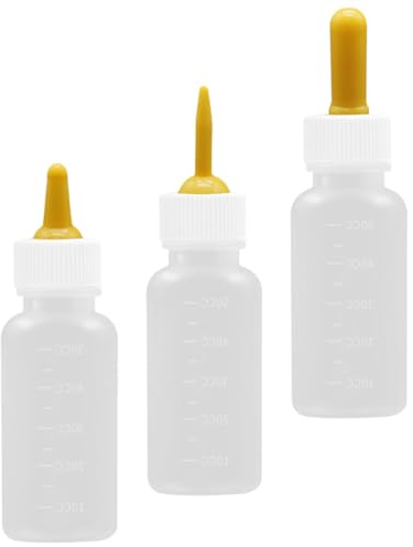 Cabilock Biberones de Silicona para Mascotas Pequeños 3 Piezas, Portátiles y Control de Ingesta para Cachorros y Conejos, Herramienta de Alimentación Reutilizable
